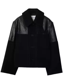 Burberry куртка из кожи и шерсти со вставками, черный