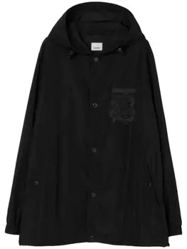 Burberry куртка с капюшоном и логотипом, черный