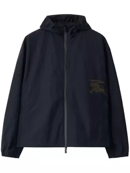 Burberry куртка с капюшоном и логотипом, синий