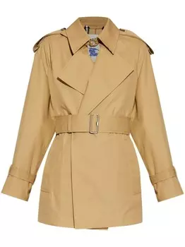 Burberry куртка-тренч с поясом, нейтральный цвет