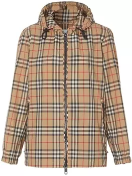 Burberry куртка в клетку Vintage Check с капюшоном, нейтральный цвет