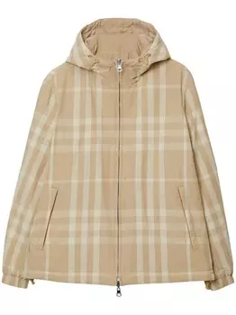 Burberry куртка в клетку Vintage Check с капюшоном, нейтральный цвет