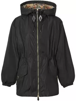 Burberry легкая куртка из ткани ECONYL с капюшоном, черный