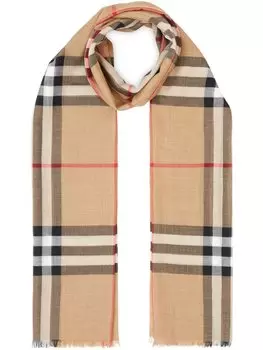 Burberry легкий шарф в клетку, нейтральный цвет