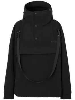 Burberry logo-print oversized windbreaker, черный