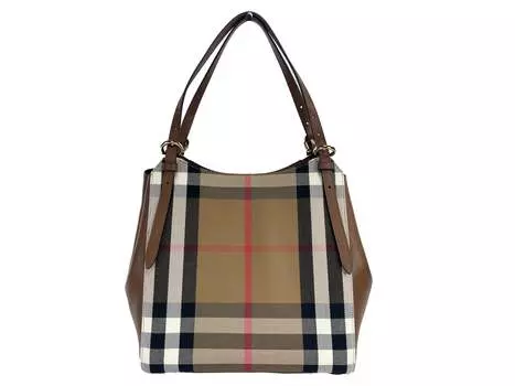 Burberry Маленькая коричневая кожаная большая сумка Canterby в клеткуКошелек, мультиколор