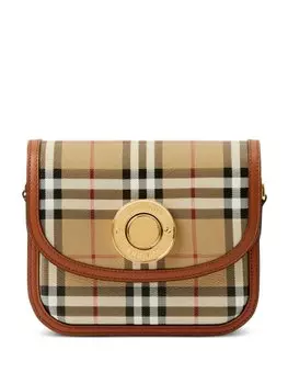 Маленькая сумка Burberry Elizabeth в клетку, нейтральный цвет