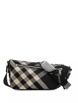 Burberry маленькая сумка-мессенджер Shield в клетку, черный