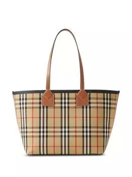 Burberry маленькая сумка-тоут London в клетку, коричневый