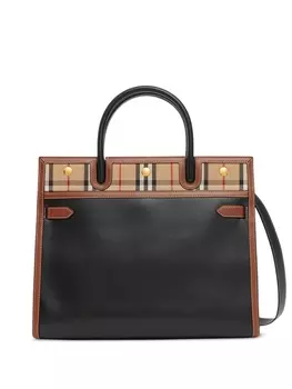 Burberry маленькая сумка-тоут Title в клетку Vintage Check, черный