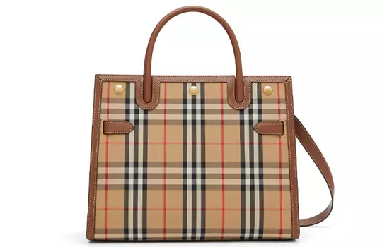 Burberry Маленькая винтажная клетчатая сумка с двумя ручками, архивная, бежево-коричневая
