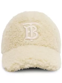 Burberry меховая кепка с вышитым логотипом TB, серый