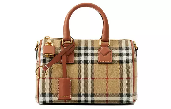Burberry Мини-сумка для боулинга Check, цвет бежевый/коричневый