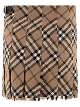 Burberry мини-юбка в клетку, коричневый