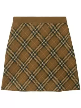 Burberry мини-юбка в клетку, нейтральный цвет