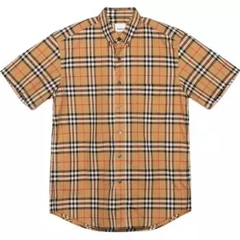 Burberry Мужская клетчатые рубашка с короткими рукавами, желтые