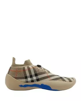 Burberry Мужские кроссовки Neptune в клетку, коричневый/бежевый