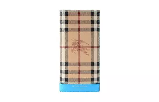 Burberry Мужской кошелек с отделкой из телячьей кожи, цвет верблюжий/синий