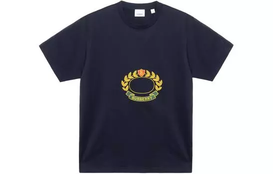 Burberry Oak Leaf Crest Хлопковая футболка оверсайз Темно-угольно-синий, цвет Blue