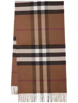 Burberry объемный кашемировый шарф в клетку, коричневый