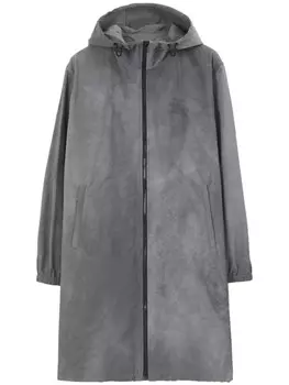 Burberry однобортное пальто с капюшоном, серый
