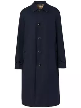 Burberry однобортное пальто с капюшоном, синий