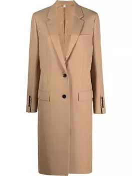 Burberry однобортное пальто с заостренными лацканами, нейтральный цвет