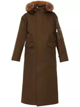 Burberry пальто-парка с капюшоном, коричневый