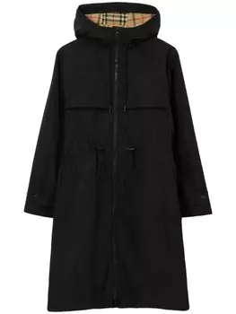 Burberry пальто с капюшоном и вышивкой EKD, черный