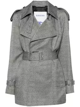 Burberry пальто с шевронно-жаккардовым поясом, черный