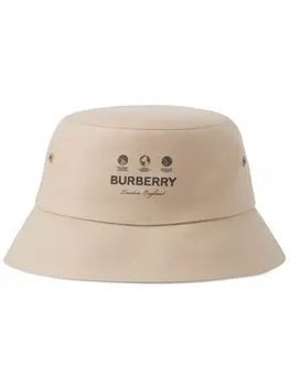 Burberry панама с логотипом, нейтральный цвет