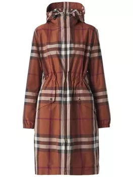 Burberry парка в клетку, коричневый