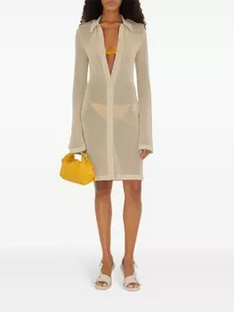 Burberry платье из хлопчатобумажной сетки, нейтральный цвет