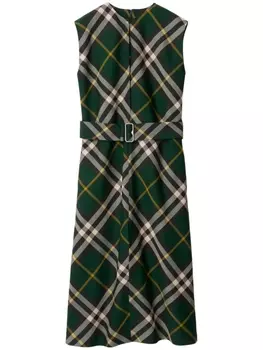 Burberry платье миди в клетку Nova Check, зеленый
