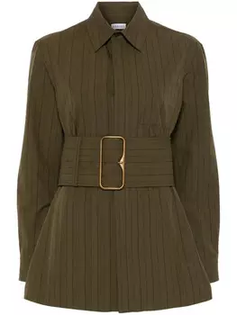Burberry платье мини в тонкую полоску, зеленый