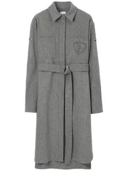 Burberry платье-рубашка с вышитым логотипом, серый