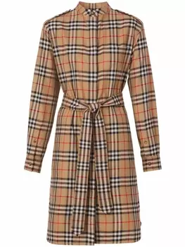 Burberry платье-рубашка в клетку Vintage Check, коричневый