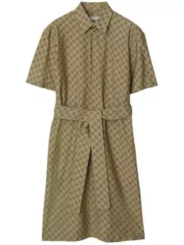 Burberry платье-рубашка в клетку, зеленый