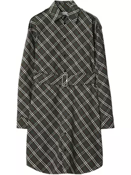 Burberry платье-рубашка в клетку, зеленый