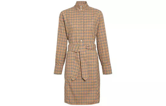Burberry Платье с длинными рукавами, женское, классического стиля, желтого цвета 80337331