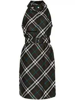 Burberry платье с узором в клетку, зеленый