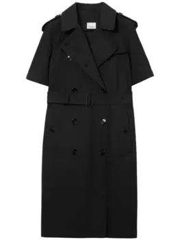 Burberry платье-тренч с короткими рукавами и поясом, черный