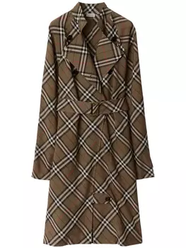 Burberry платье-тренч в клетку, коричневый