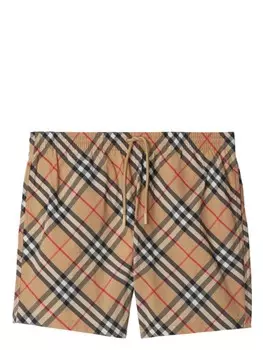 Burberry плавки-шорты в клетку Burberry Check, нейтральный цвет