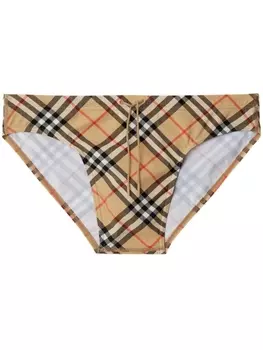 Burberry плавки-шорты в клетку, нейтральный цвет