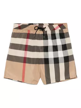 Burberry плавки-шорты в клетку, нейтральный цвет