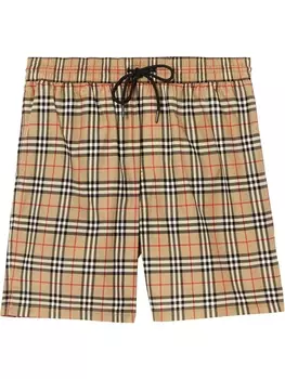 Burberry плавки-шорты в клетку Vintage Check, нейтральный цвет
