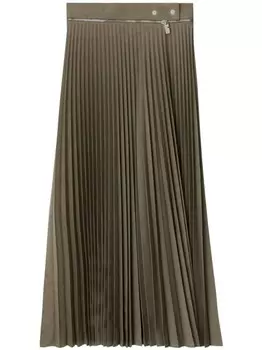Burberry плиссированная юбка из смесовой шерсти, коричневый