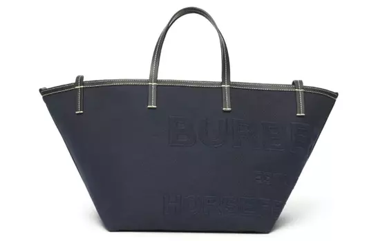 Burberry Пляжная сумка из смеси хлопка и льна, сумка-шоппер, холщовая сумка, сумка через плечо, мини-сумка женская, темно-синяя
