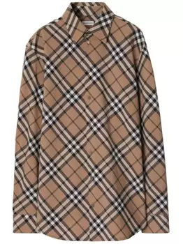 Burberry поплиновая рубашка в клетку, нейтральный цвет